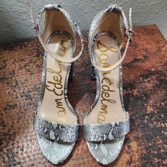 Sam Edelman Yaro Python-Embossed Leather Block-Heel Sandals                  538 - Picture 2 of 15